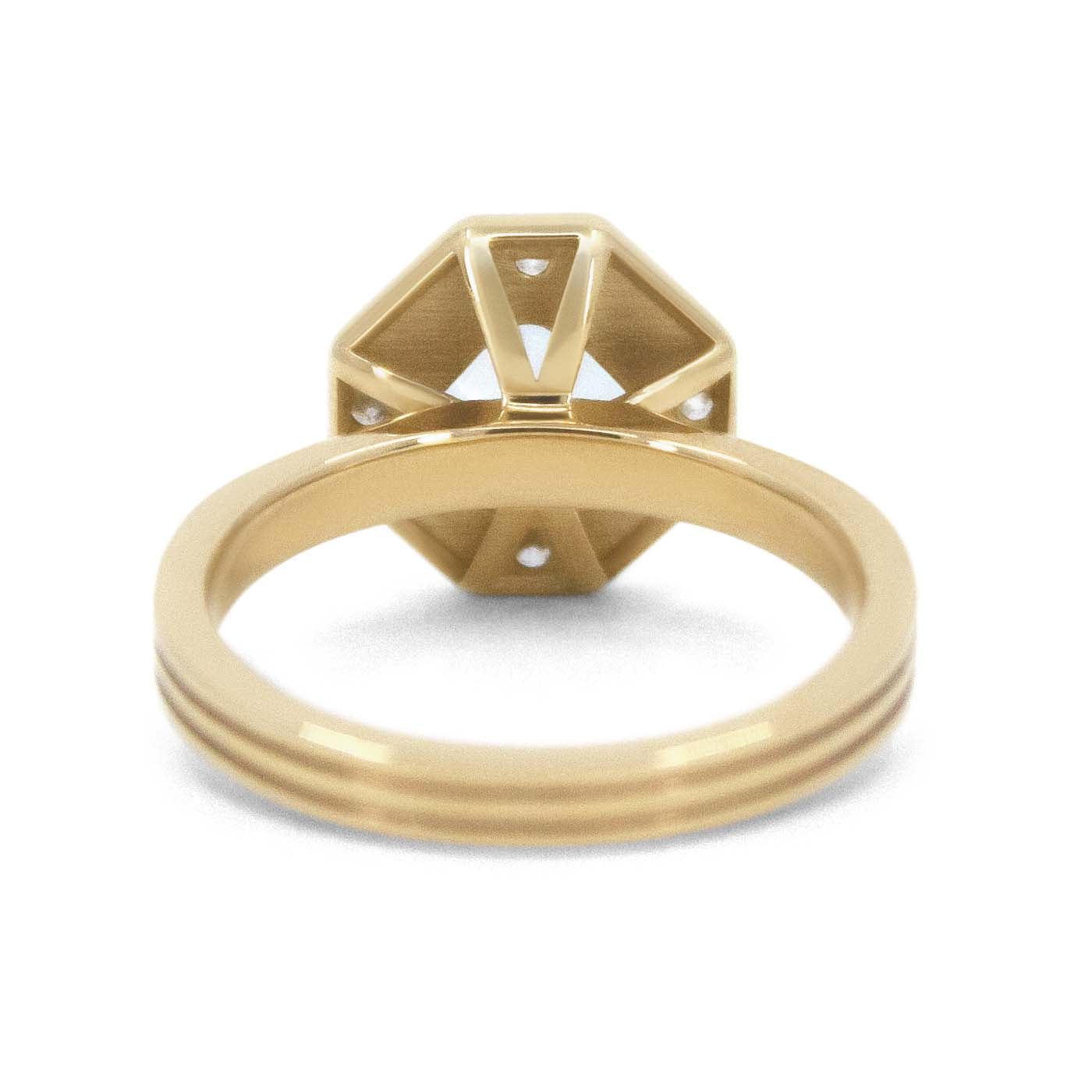 14ct Gold Deco Engagement Ring with Aquamarine